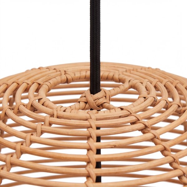 Boho Hängelampe Ø 35 cm Korb Schirm Beige Schwarz E27