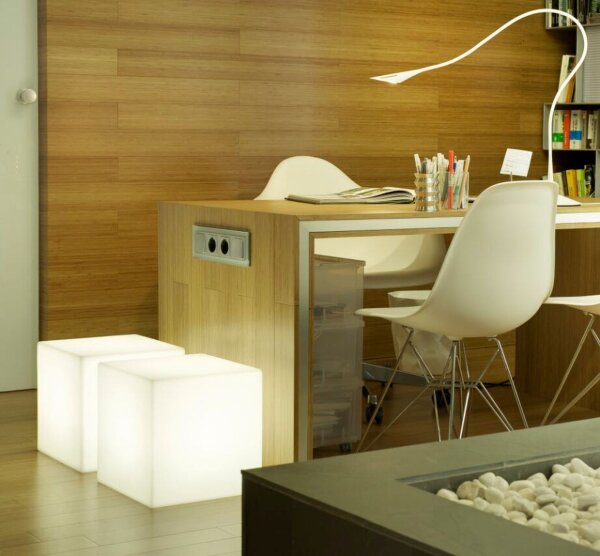 Leuchtwürfel Kabel Stecker Weiß IP65 E27 LED 6500 K B: 32 cm
