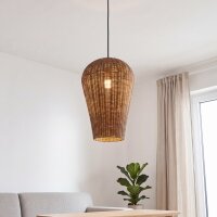 Boho H&auml;ngelampe Korb Schirm Natur &Oslash; 31 cm E27...