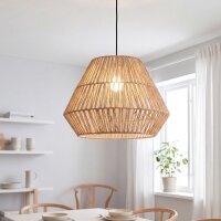 H&auml;ngelampe Boho &Oslash; 40 cm Korb Schirm Natur...