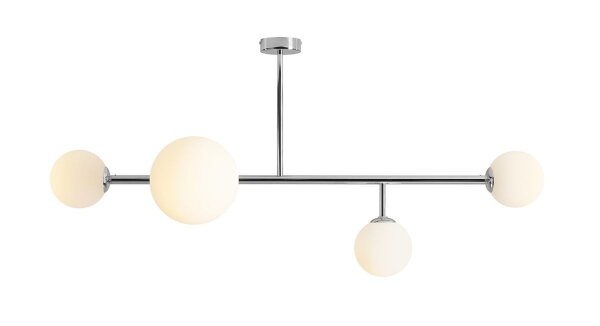 Längliche Deckenlampe Metall Glas in Chrom Weiß 117 cm