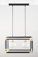 Hängelampe Metall Glas in Schwarz G9 L:54 cm 2-flammig