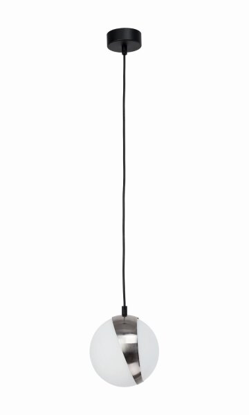 Runde Pendelleuchte Glas Metall E14 Schwarz Weiß Nickel