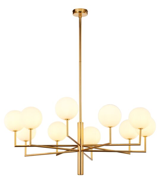 Stilvolle Deckenleuchte Messing Glas in Gold G9 10-flmg
