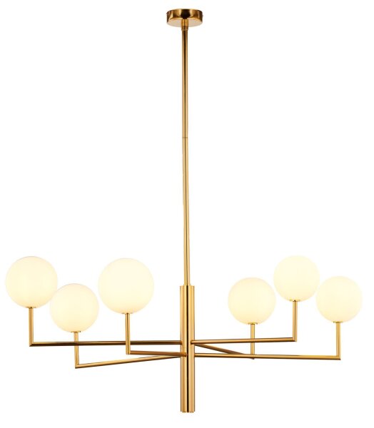 Große Deckenlampe in Gold Weiß Glas Messing G9 L:104 cm
