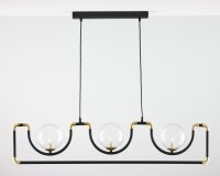 H&auml;ngelampe in Schwarz Gold Metall Glas 102 cm lang G9