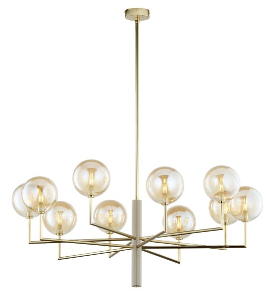 Deckenleuchte Metall Glas G9 in Gold Bernstein Beige