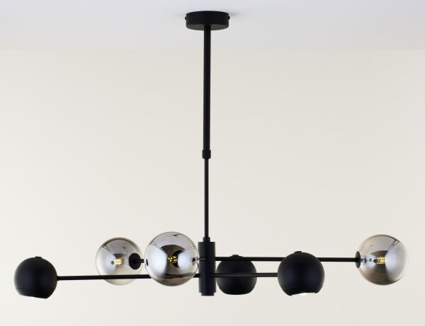 Deckenleuchte Metall Glas L:94 cm G9 GU10 Schwarz Chrom