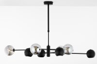 Deckenlampe Metall Glas 100 cm Schwarz Chrom 8-flammig