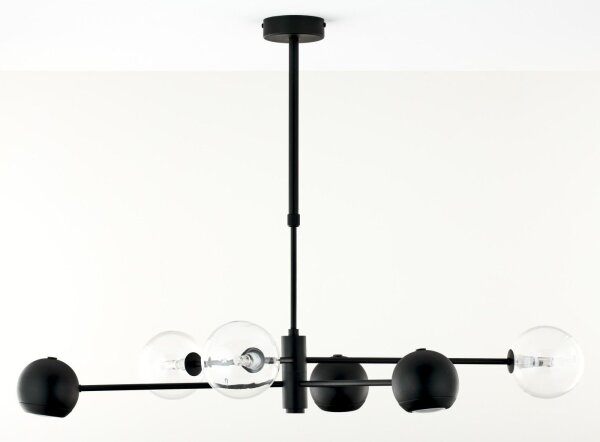 Schwarze Deckenleuchte Metall Glas 94 cm lang G9 GU10
