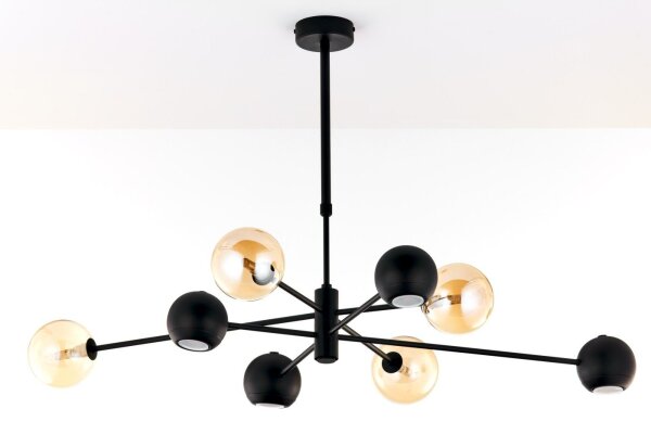 Deckenlampe Metall Glas 100 cm G9 GU10 Schwarz Bernstein