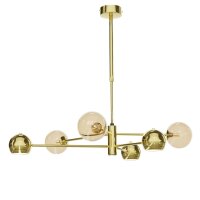 Gro&szlig;e Deckenlampe Metall Glas in Gold Bernstein blendarm
