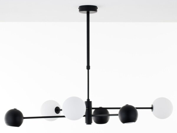 Deckenlampe Schwarz Metall Glas L:94 cm G9 GU10 6-flmg