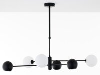 Deckenlampe Schwarz Metall Glas L:94 cm G9 GU10 6-flmg
