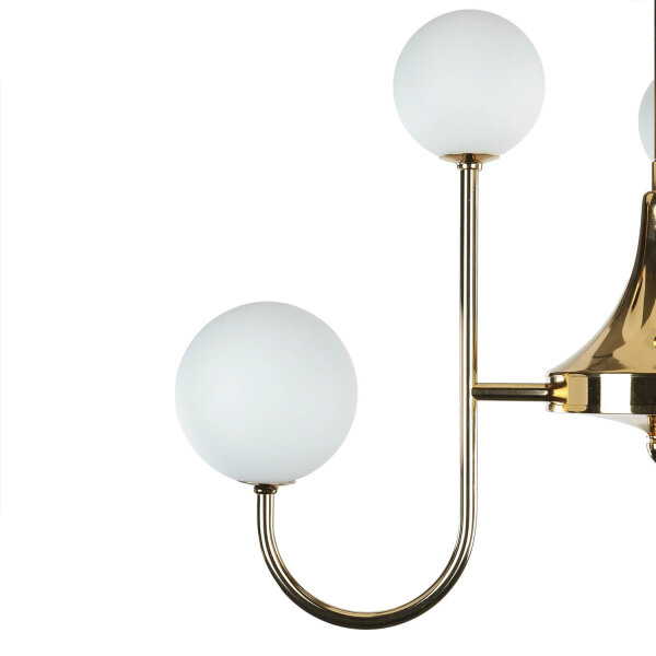 Deckenleuchte Jugendstil Messing Glas in Gold 6-flammig