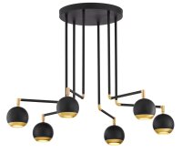 Deckenleuchte in Schwarz Gold 6-flammig Metall GU10