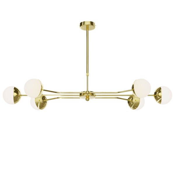 Deckenlampe Metall Glas in Gold Weiß G9 6-flmg blendarm