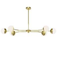 Deckenlampe Metall Glas in Gold Weiß G9 6-flmg...