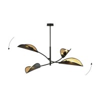 Deckenleuchte Stoff Metall 102 cm lang drehbar Schwarz Gold