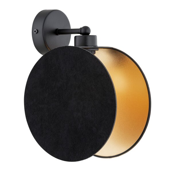 Wohnzimmer Stoff Metall rund Ø 20 cm in Schwarz Gold E27