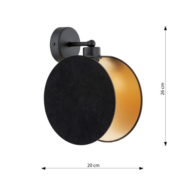 Wohnzimmer Stoff Metall rund Ø 20 cm in Schwarz Gold E27