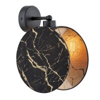 Wandleuchte Marmor Optik Ø 20 cm rund Schwarz Gold...