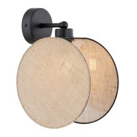 Wandlampe Stoff Metall Ø 20 cm rund Schwarz Beige...