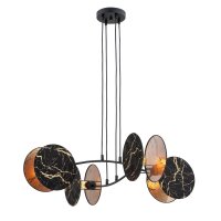 Hängelampe Marmor-Optik Schwarz Gold L: 82 cm Stoff...