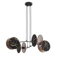 Hängelampe Marmor-Optik Schwarz Gold L: 82 cm Stoff...