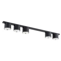 Deckenleuchte Schwarz 116 cm lang Metall 5-flammig GU10...