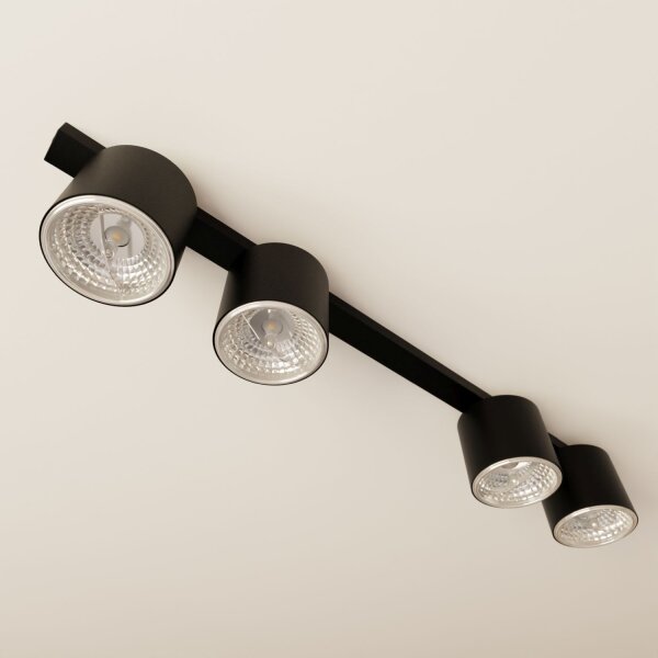 Deckenlampe Schwarz 90 cm lang 4-flammig GU10 AR111 Metall