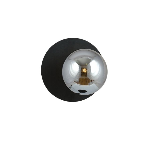Wandlampe Rauchglas Metall Ø 20 cm rund E14 Kugel Schirm