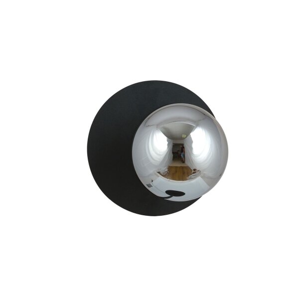 Wandlampe Rauchglas Metall Ø 20 cm rund E14 Kugel Schirm