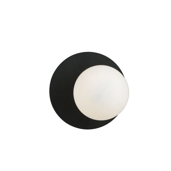 Modern Kugel Schirm Glas Metall Ø 20 cm rund Schwarz Weiß E14