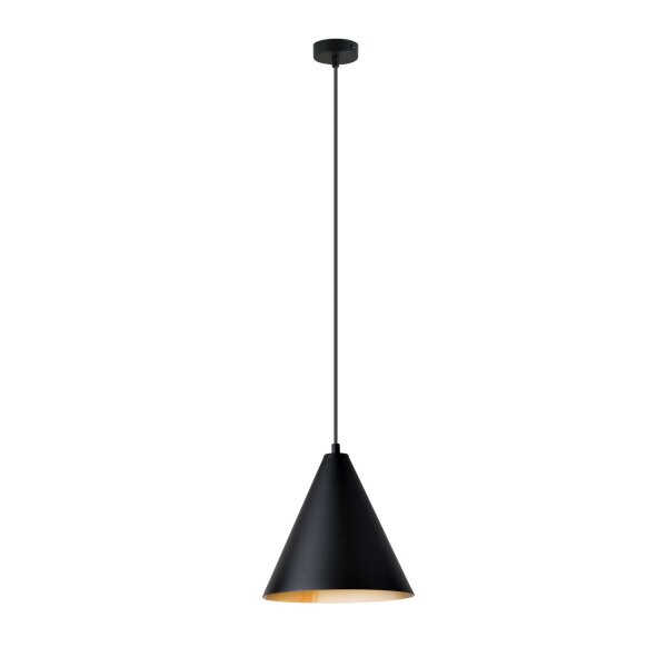 Pendelleuchte Schwarz Gold L: 24 cm E27 Metall verstellbar