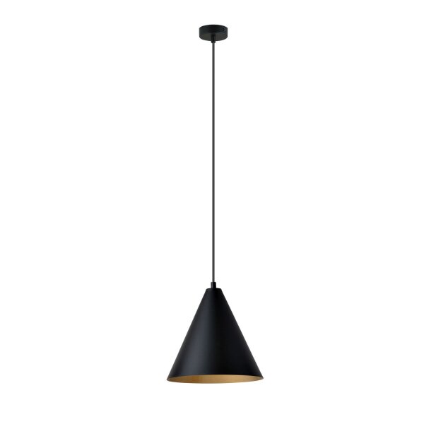 Pendelleuchte Schwarz Gold L: 24 cm E27 Metall verstellbar