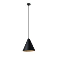 Pendelleuchte Schwarz Gold L: 24 cm E27 Metall verstellbar