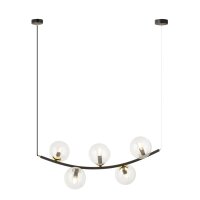 Hängelampe Glas Metall L: 80 cm in Schwarz Gold E14...