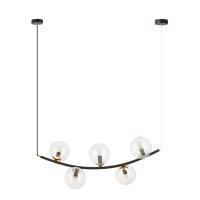 Hängelampe Glas Metall L: 80 cm in Schwarz Gold E14...