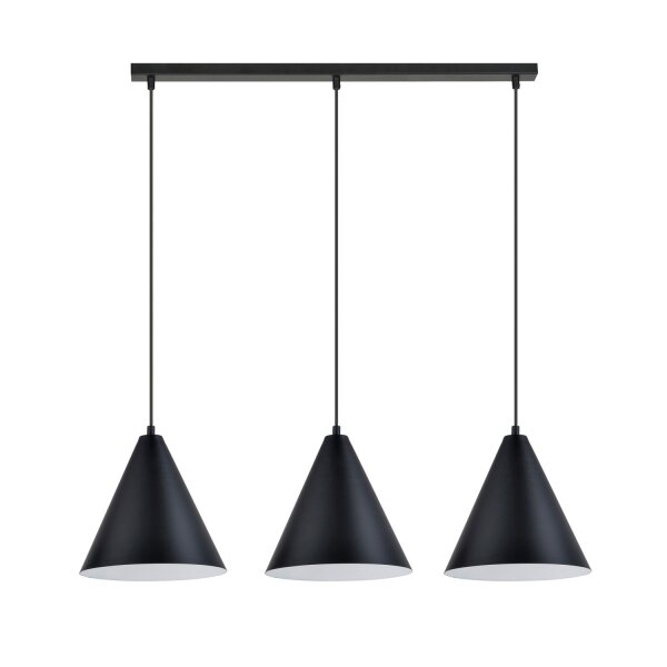Hängelampe Metall L: 92 cm Schwarz Weiß E27 3-flammig