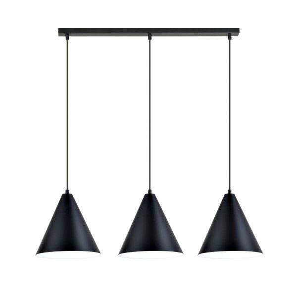 Hängelampe Metall L: 92 cm Schwarz Weiß E27 3-flammig