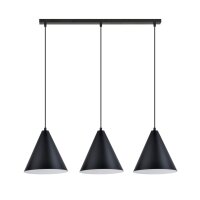 H&auml;ngelampe Metall L: 92 cm Schwarz Wei&szlig; E27 3-flammig