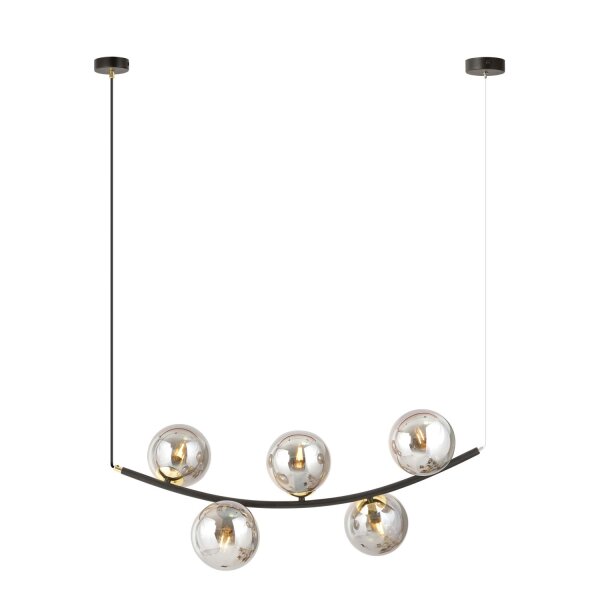 Pendelleuchte Rauchglas Metall B: 80 cm H: max. 1 m 5x E14