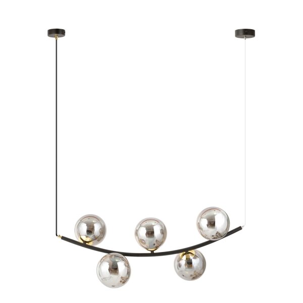 Pendelleuchte Rauchglas Metall B: 80 cm H: max. 1 m 5x E14