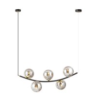 Pendelleuchte Rauchglas Metall B: 80 cm H: max. 1 m 5x E14