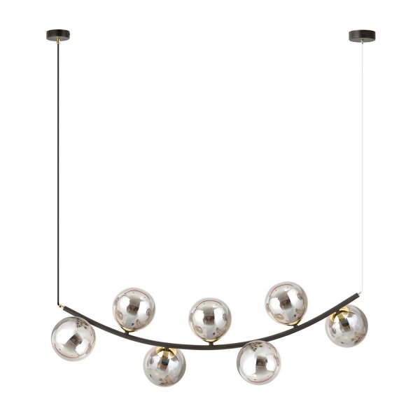 Hängelampe Metall Rauchglas B: 95 cm H: max. 100 cm 7x E14