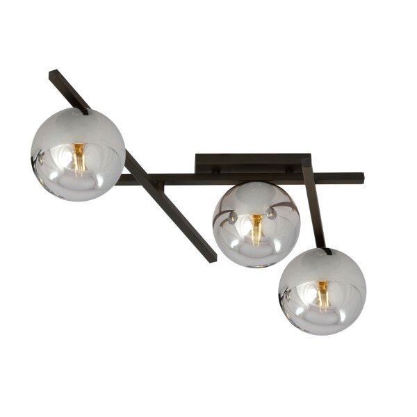Deckenleuchte 3-flammig B: 50 cm Rauchglas Metall E14
