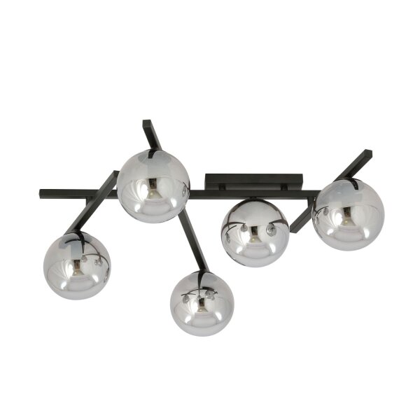 Kugelschirm Metall Rauchglas L: 67 cm Modern E14 5-flammig