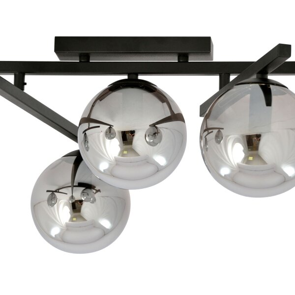 Kugelschirm Metall Rauchglas L: 67 cm Modern E14 5-flammig