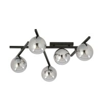 Kugelschirm Metall Rauchglas L: 67 cm Modern E14 5-flammig